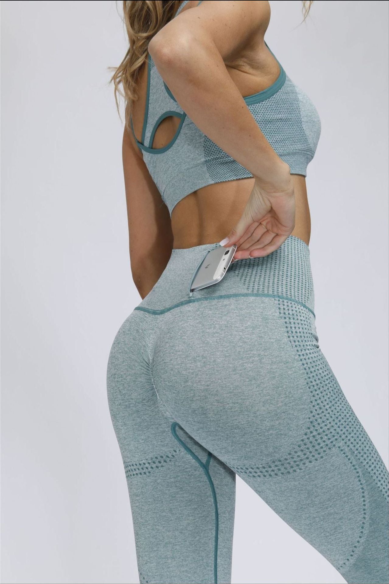 Womens Clothing New V-neck Sportswear Yoga Suit Two Piece Legging Set Long Line Sports Bra Yoga Pants