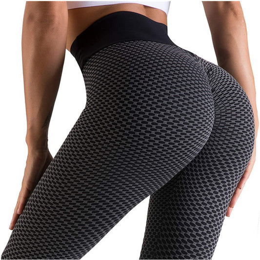 Yoga Pants Female Honeycomb Bodybuilding Yoga Pants High Waist Elastic Hip Sports Tights Hip Lifting Fitness Pants