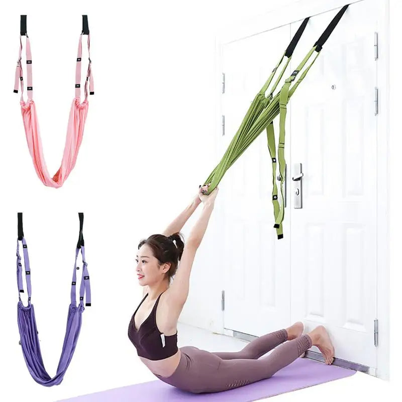 Adjustable Aerial Yoga Strap Elastic Stretch Door Hanging Yoga Belts Hammock Swing Aerial Yoga Rope Fitness Device For Women