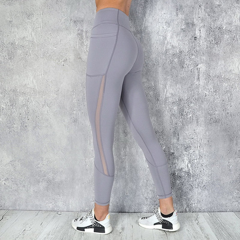 Black Sexy Women Yoga Sport Leggings Phone Pocket Fitness Running Pants Stretchy Sportswear Gym Leggings Slim Yoga Pant