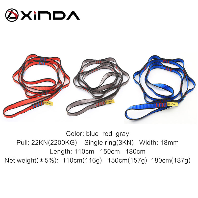 XINDA Professional Outdoor Climbing Rope Climbing Auxiliary Rope Downhill Aerial Yoga Hammock Daisy Ring Sling Equipment