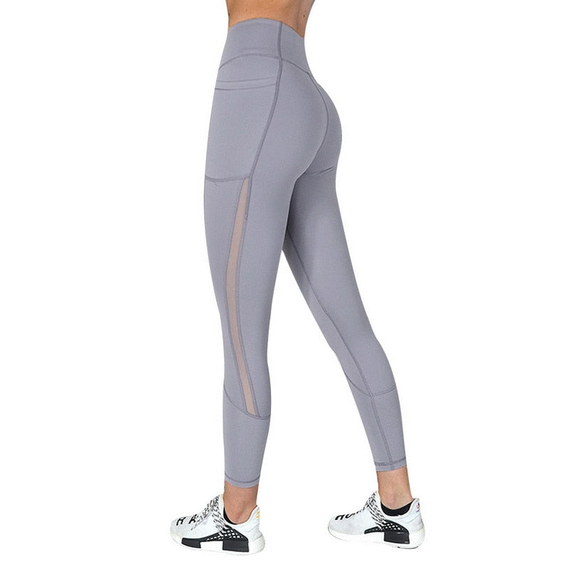 Black Sexy Women Yoga Sport Leggings Phone Pocket Fitness Running Pants Stretchy Sportswear Gym Leggings Slim Yoga Pant